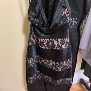 Beautiful black lace overlay cocktail dress